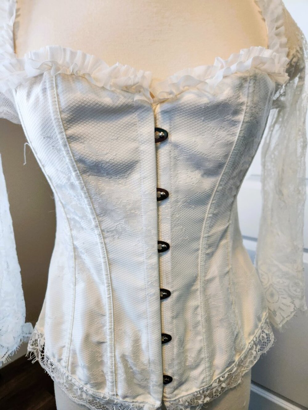 Steampunk Style Lace Off Shoulder Long Sleeve Corset Size XL - Picture 5 of 7